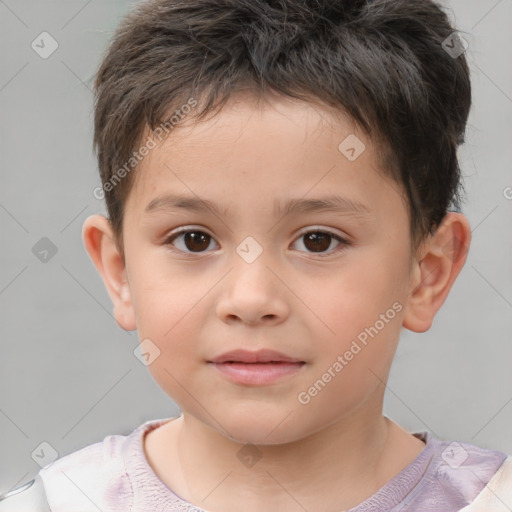 Neutral white child male with short  brown hair and brown eyes