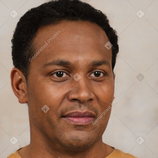 Neutral latino young-adult male with short  brown hair and brown eyes