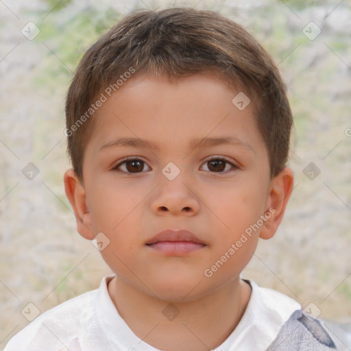 Neutral white child male with short  brown hair and brown eyes