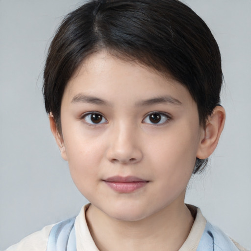 Neutral white child female with medium  brown hair and brown eyes