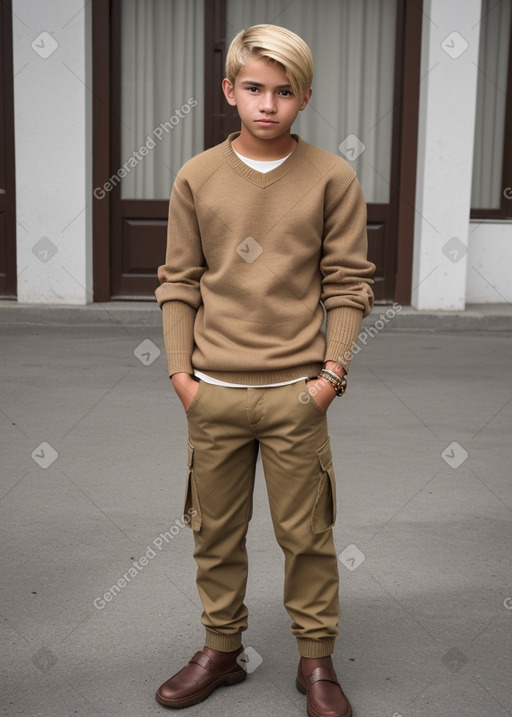 Ecuadorian teenager boy with  blonde hair