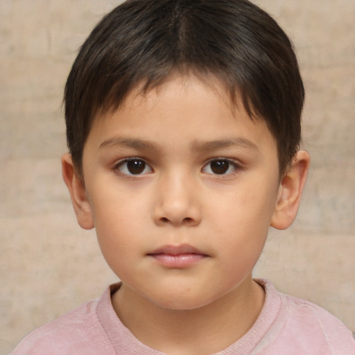 Neutral white child female with short  brown hair and brown eyes