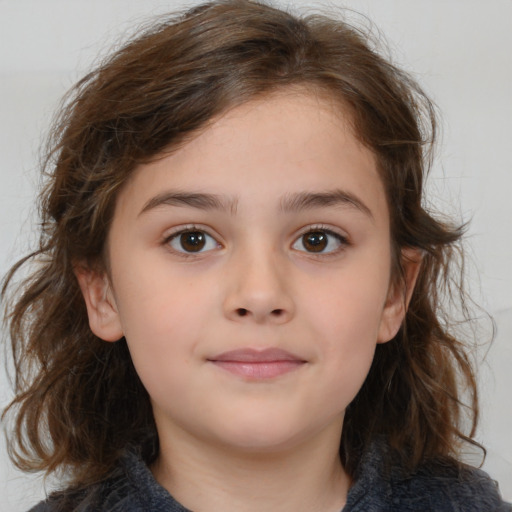 Neutral white child female with medium  brown hair and brown eyes