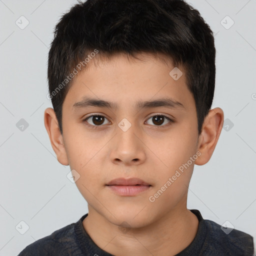 Neutral white child male with short  brown hair and brown eyes