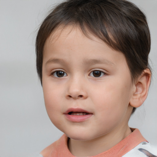 Neutral white child female with medium  brown hair and brown eyes