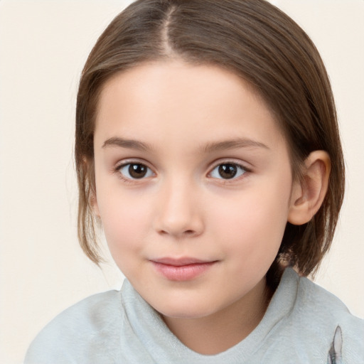 Neutral white child female with medium  brown hair and brown eyes