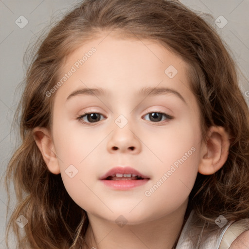 Neutral white child female with medium  brown hair and brown eyes