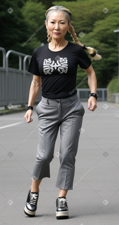 Japanese middle-aged female with  blonde hair