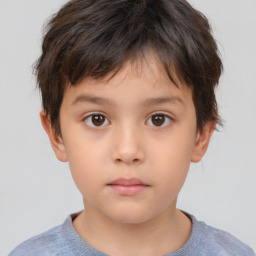 Neutral white child male with short  brown hair and brown eyes