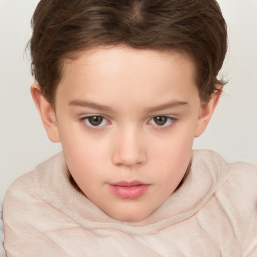 Neutral white child female with short  brown hair and brown eyes