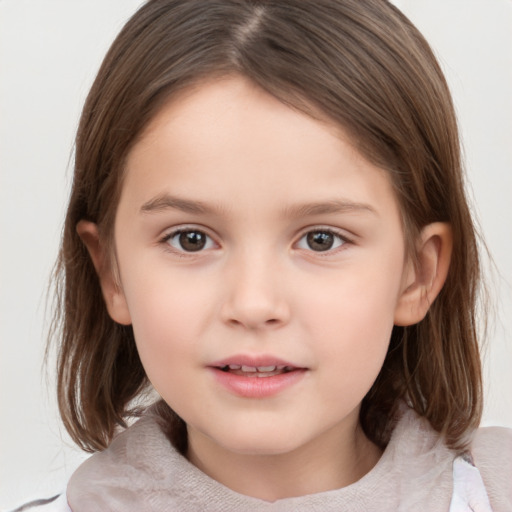 Neutral white child female with medium  brown hair and brown eyes