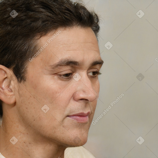 Neutral white adult male with short  brown hair and brown eyes