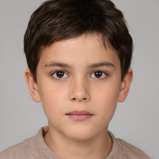 Neutral white child male with short  brown hair and brown eyes