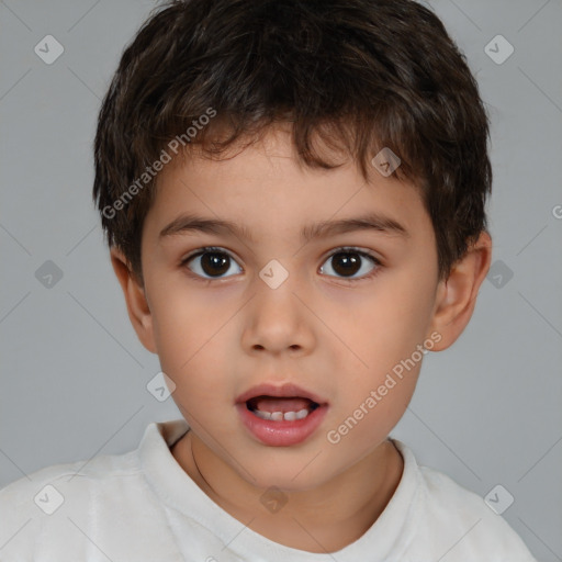 Neutral white child male with short  brown hair and brown eyes