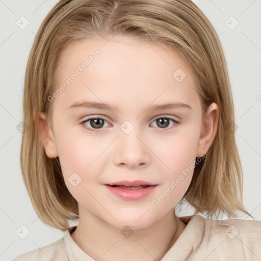 Neutral white child female with medium  brown hair and brown eyes