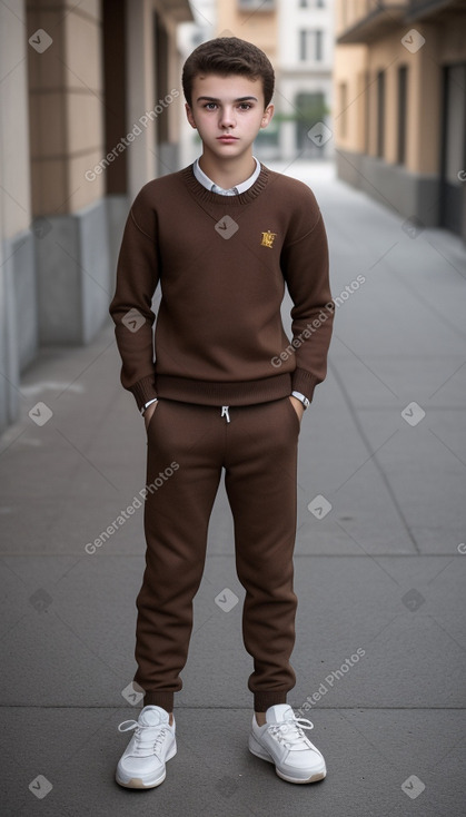 Macedonian teenager boy with  brown hair