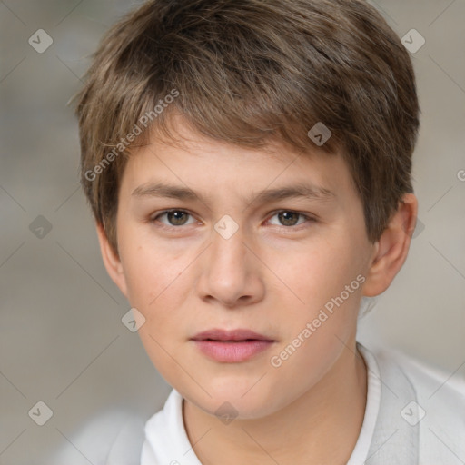 Neutral white child male with short  brown hair and brown eyes