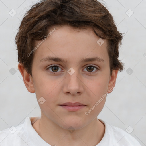 Neutral white child male with short  brown hair and brown eyes