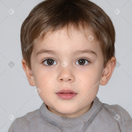 Neutral white child male with short  brown hair and brown eyes