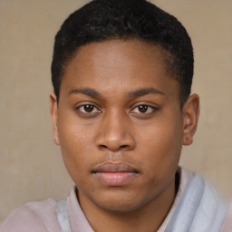 Neutral black young-adult male with short  brown hair and brown eyes