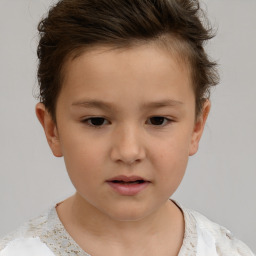 Neutral white child female with short  brown hair and brown eyes