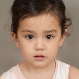 Neutral white child female with short  brown hair and brown eyes