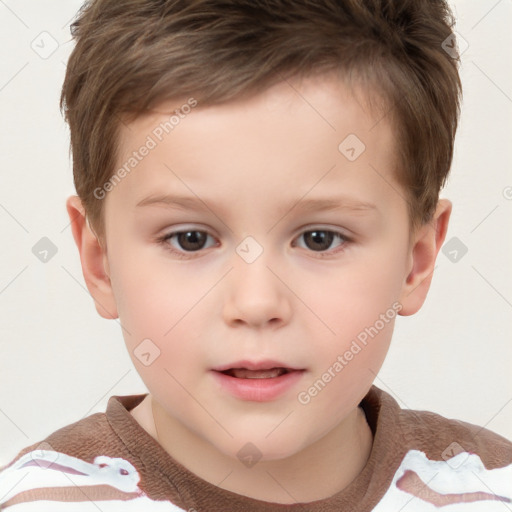 Neutral white child male with short  brown hair and brown eyes