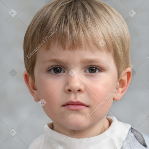 Neutral white child male with short  brown hair and brown eyes