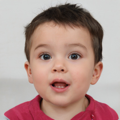 Neutral white child male with short  brown hair and brown eyes