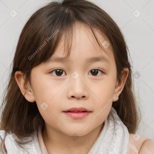 Neutral white child female with medium  brown hair and brown eyes