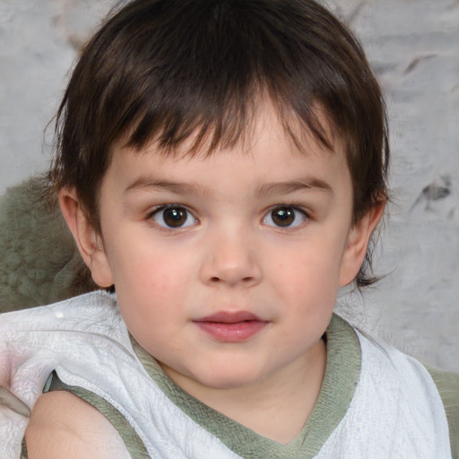 Neutral white child male with medium  brown hair and brown eyes