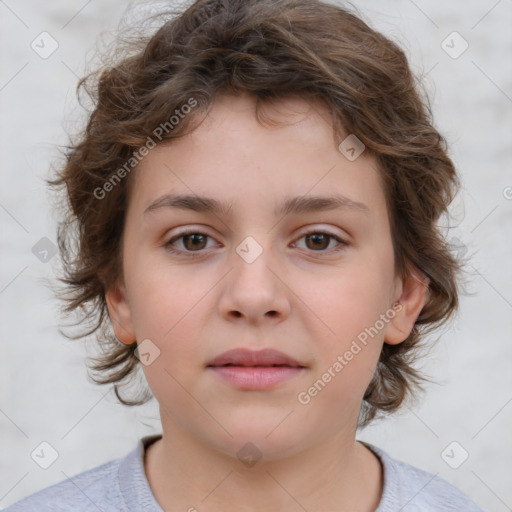 Neutral white child female with short  brown hair and brown eyes