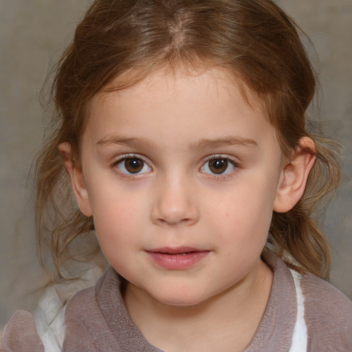 Neutral white child female with medium  brown hair and brown eyes