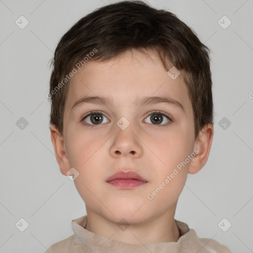 Neutral white child male with short  brown hair and brown eyes