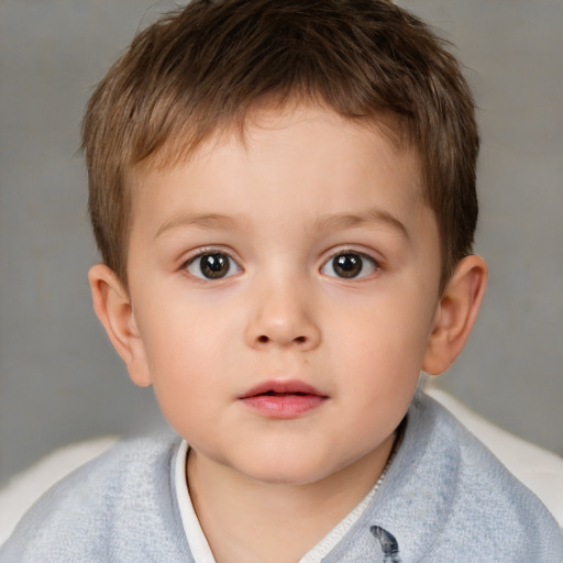 Neutral white child male with short  brown hair and brown eyes