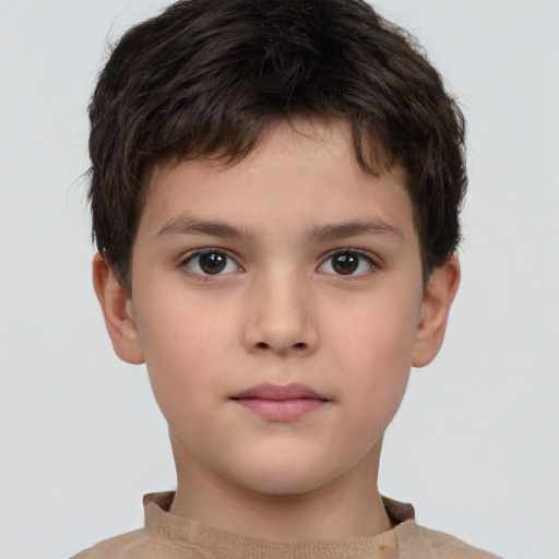 Neutral white child male with short  brown hair and brown eyes