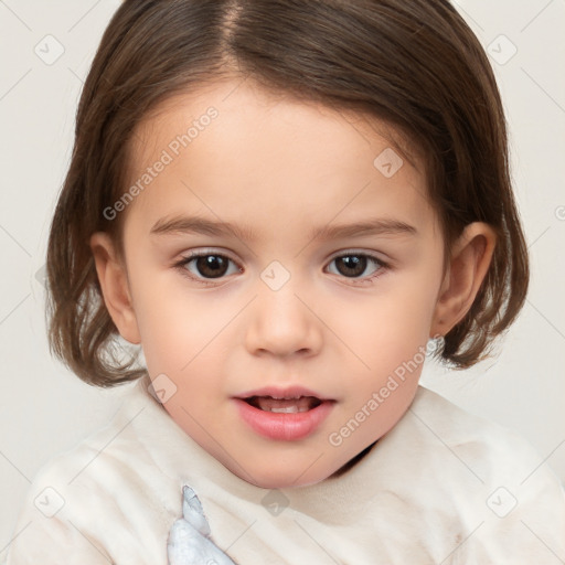 Neutral white child female with medium  brown hair and brown eyes