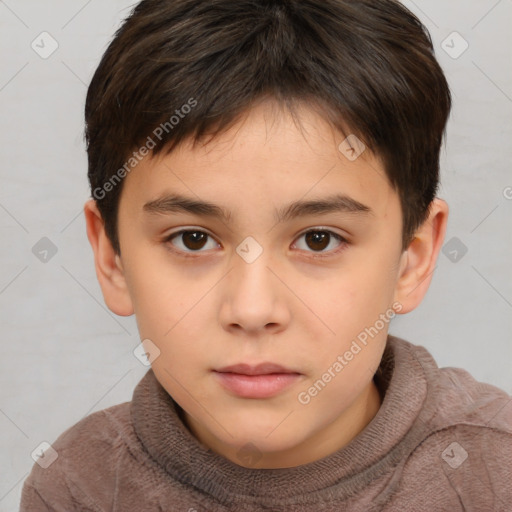 Neutral white child male with short  brown hair and brown eyes