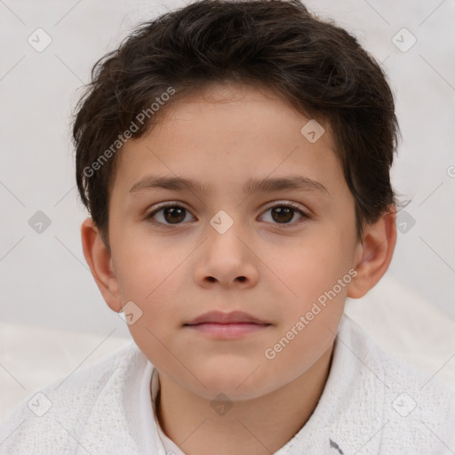 Neutral white child female with short  brown hair and brown eyes