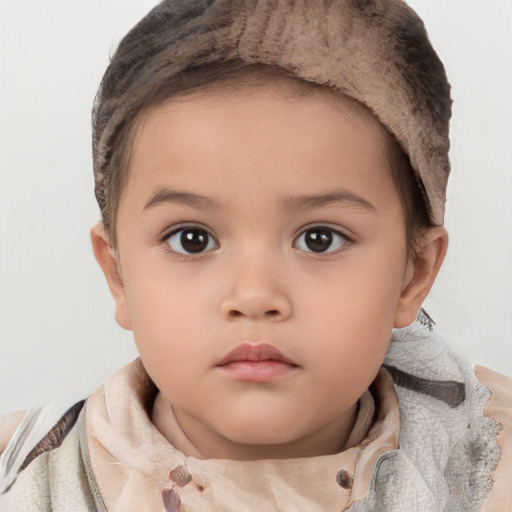 Neutral white child female with short  brown hair and brown eyes