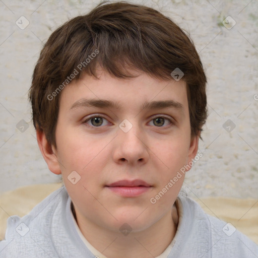 Neutral white child male with short  brown hair and brown eyes