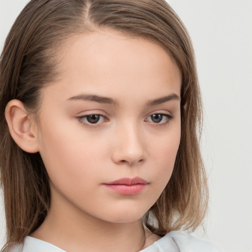 Neutral white child female with medium  brown hair and brown eyes