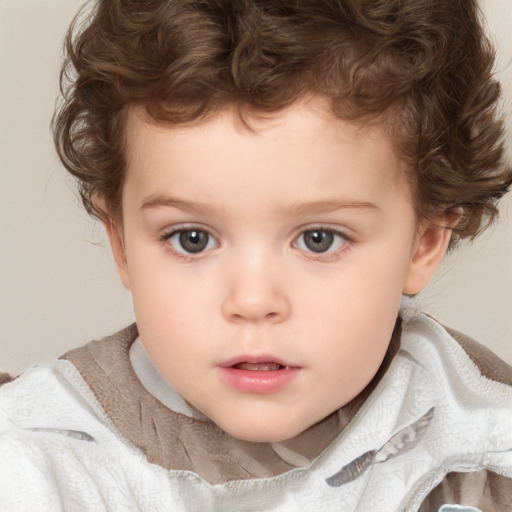 Neutral white child male with short  brown hair and brown eyes