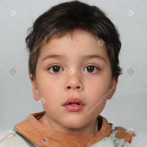 Neutral white child male with short  brown hair and brown eyes