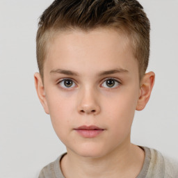 Neutral white child male with short  brown hair and brown eyes