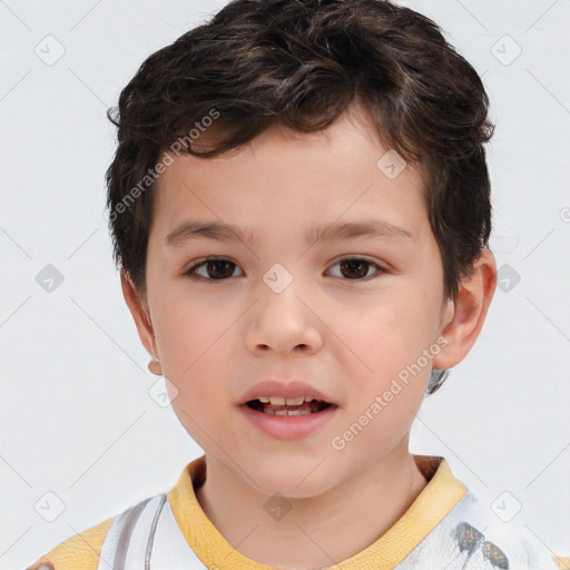 Neutral white child male with short  brown hair and brown eyes