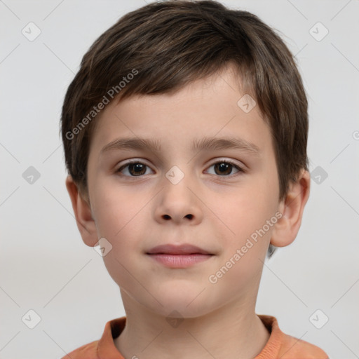 Neutral white child male with short  brown hair and brown eyes