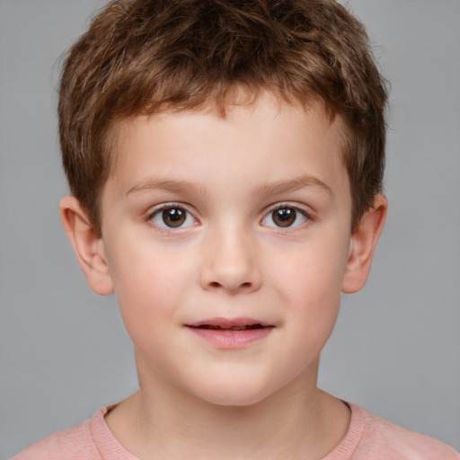 Neutral white child male with short  brown hair and brown eyes