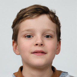 Neutral white child male with short  brown hair and brown eyes