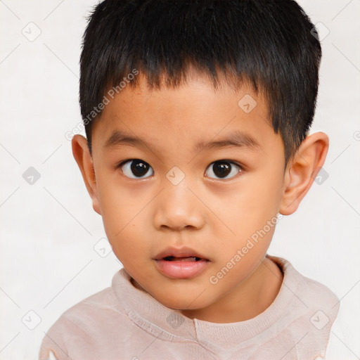 Neutral white child male with short  brown hair and brown eyes